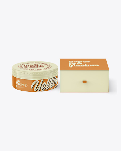 Box with Glossy Cosmetic Tin Can Mockup