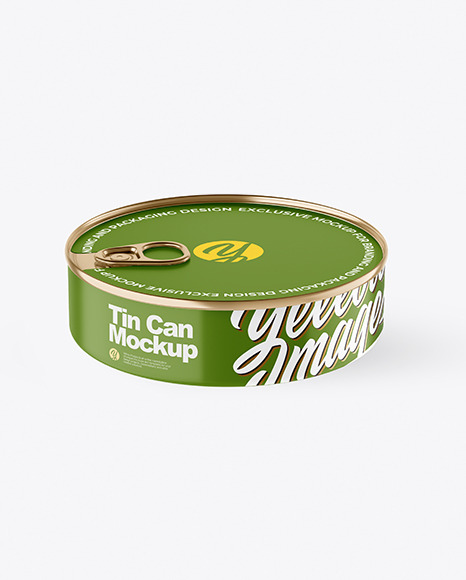 Matte Tin Can With Pull Tab Mockup
