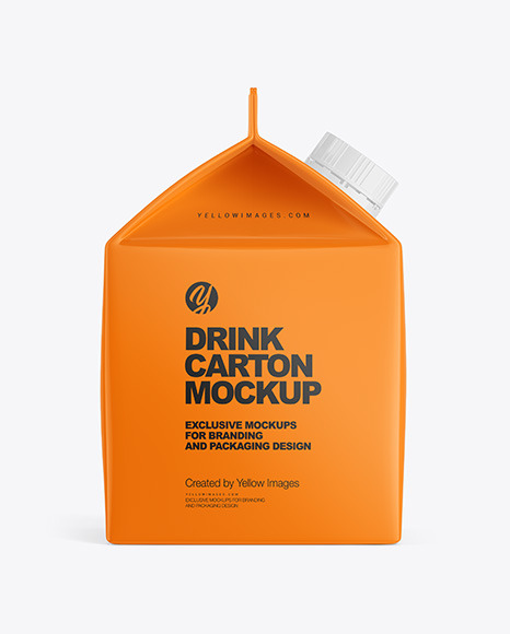 Glossy Drink Carton Pack with Screw Cap Mockup