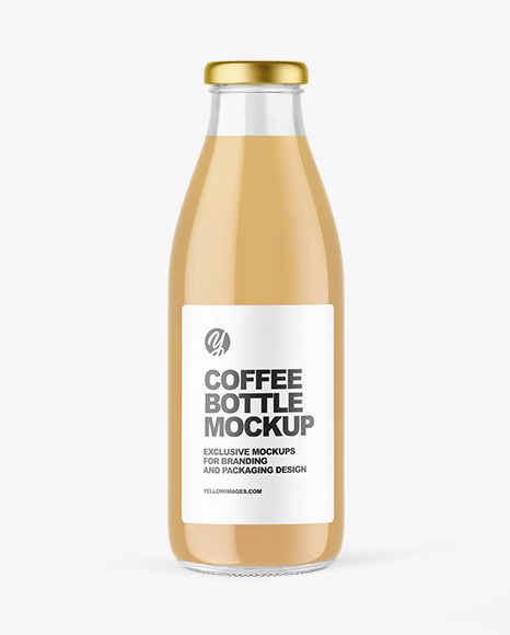 Clear Glass Bottle with Cold Brew Latte Mockup