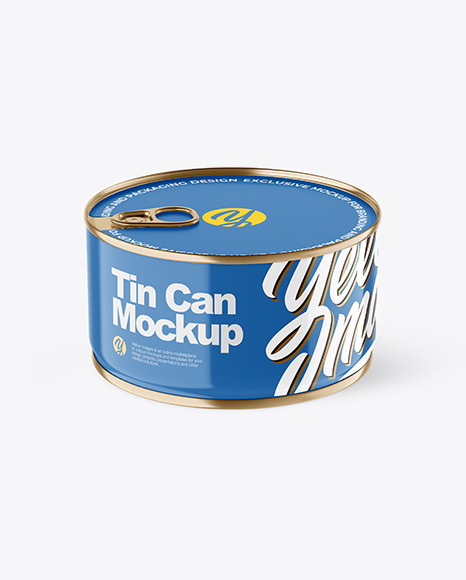 Glossy Tin Can With Pull Tab Mockup
