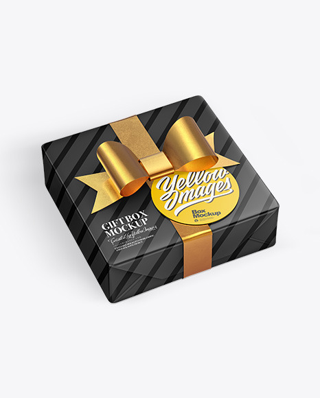 Gift Box w/ Label Mockup