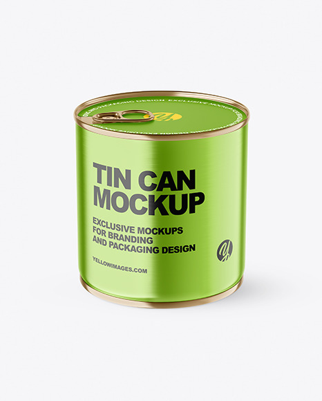 Metallic Tin Can With Pull Tab Mockup