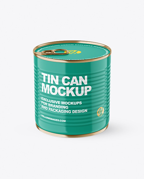 Glossy Tin Can With Pull Tab Mockup