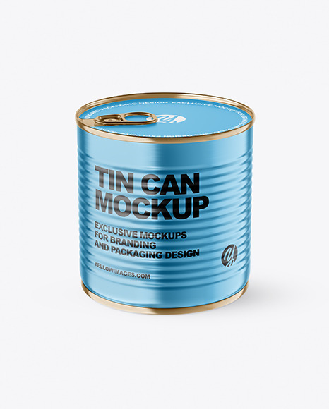 Metallic Tin Can With Pull Tab Mockup