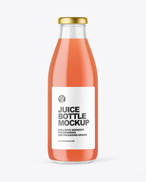 Clear Glass Bottle with Grapefruit Juice Mockup