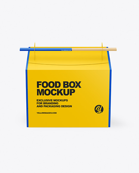 Paper Food Box with Sticks Mockup
