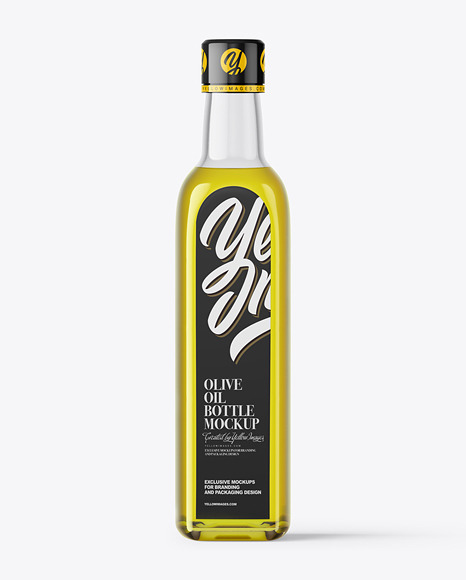 Clear Glass Bottle with Olive Oil Mockup