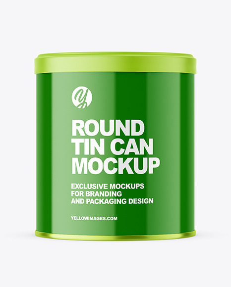 Round Tin Can w/ Glossy Finish Mockup