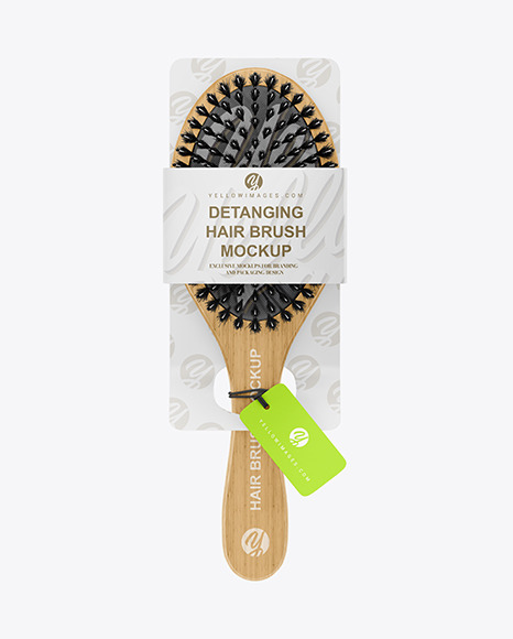 Wooden Hairbrush with Boar and Nylon Bristle Mockup