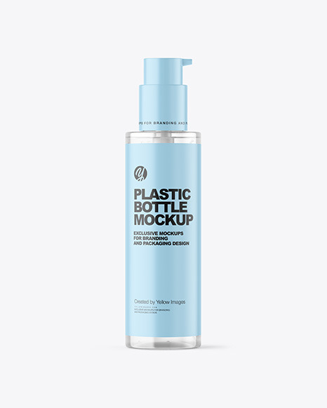 Clear Cosmetic Bottle with Pump Mockup