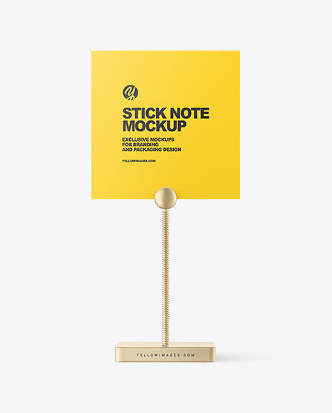 Stick Note With Metallic Table Holder Mockup