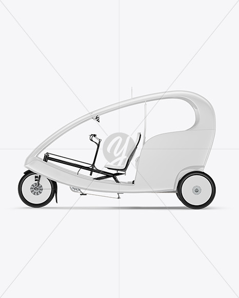 Rickshaw Taxi Mockup - Right Side View