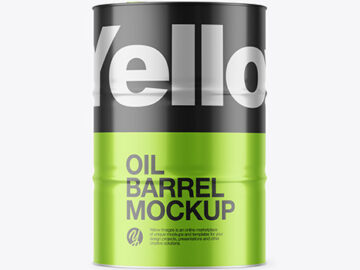 Metallic Oil Barrel Mockup
