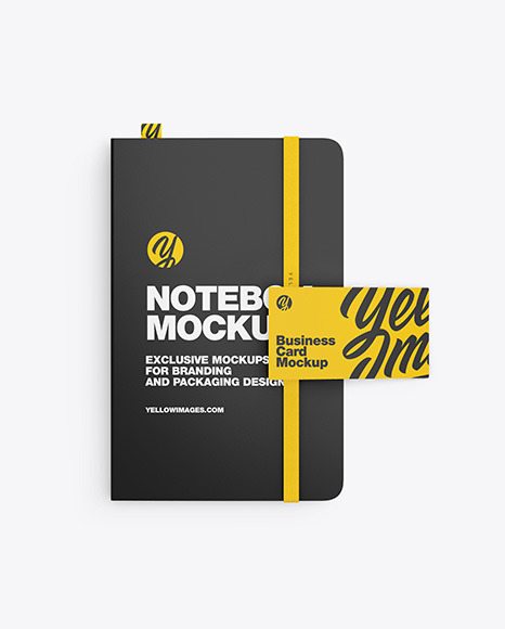 Notebook with Business Card Mockup
