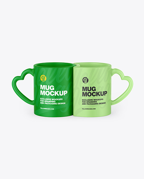 Two Matte Mugs Mockup