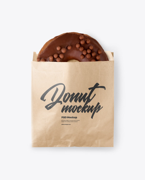 Kraft Paper Bag with Donut Mockup