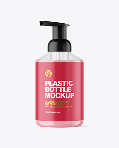 Clear Liquid Soap Cosmetic Bottle with Pump Mockup