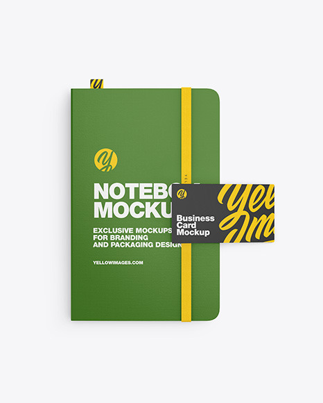 Fabrick Notebook with Business Card Mockup