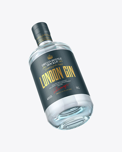 Dry Gin Bottle with Wooden Cap Mockup