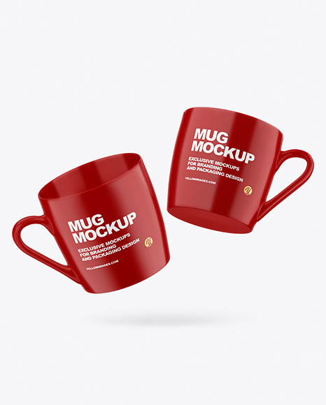 Two Glossy Mugs Mockup
