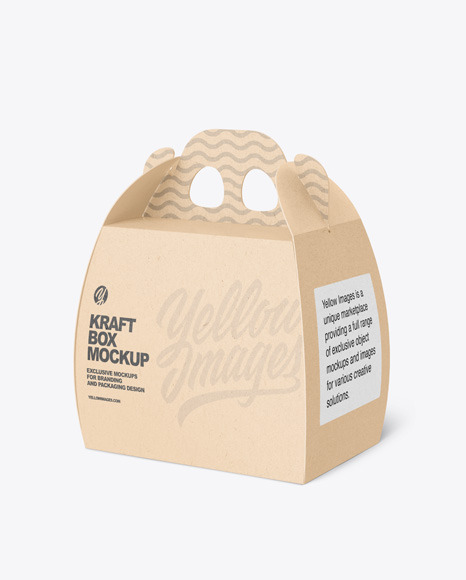 Kraft Curved Box w/ Handle Mockup