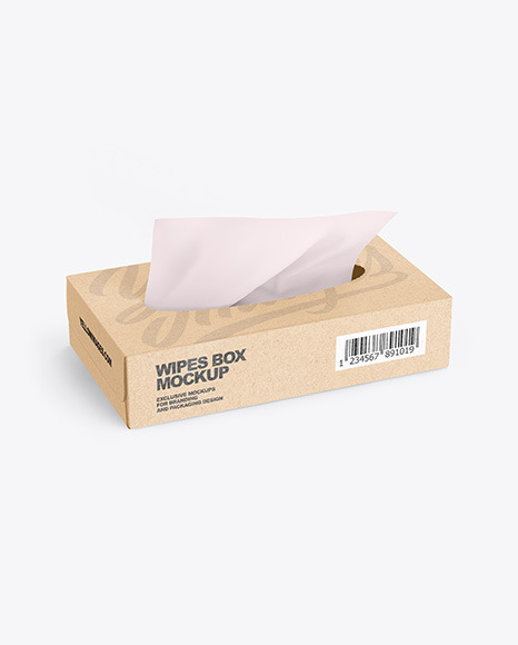 Kraft Paper Box w/ Wipes Mockup