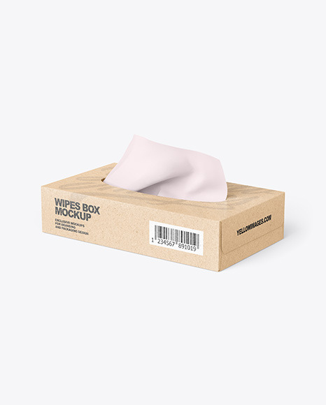 Kraft Paper Box w/ Wipes Mockup