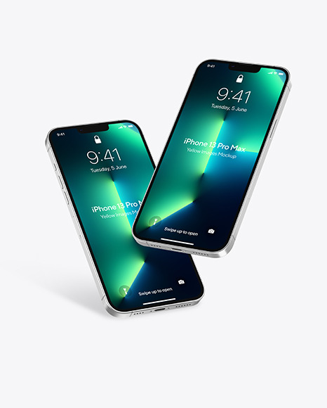 Two iPhones 13 Pro Max Silver Mockups
