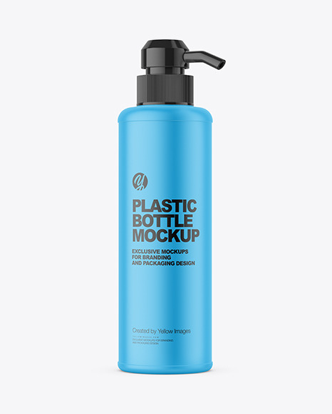 Matte Plastic Bottle with Pump Mockup