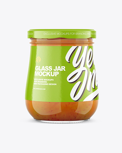 500ml Peach Jam Glass Jar Mockup