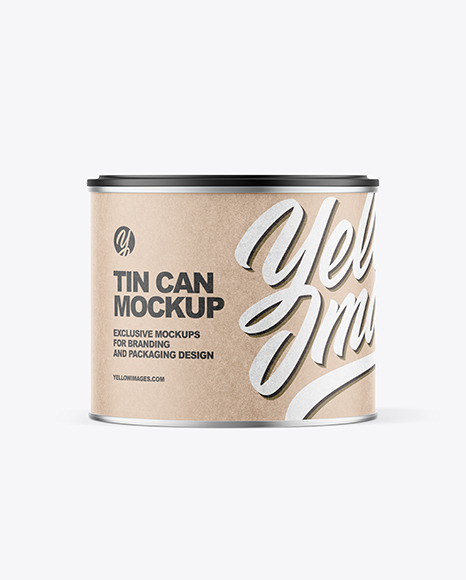 Tin Can with Kraft Label and Plastic Cap Mockup