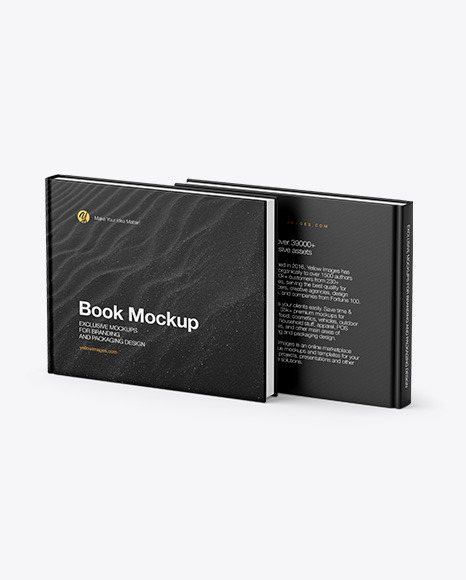Hardcover Books with Textured Cover Mockup