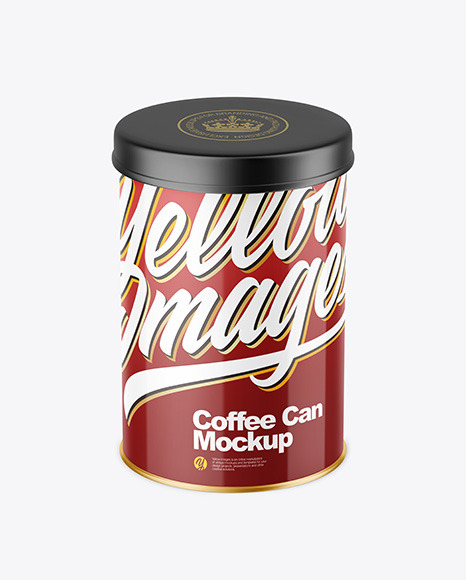 Coffee Tin Can with Glossy Finish Mockup