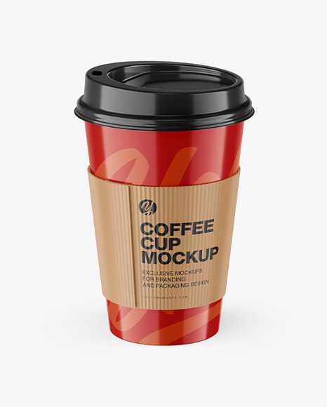 Glossy Coffee Cup With Holder Mockup