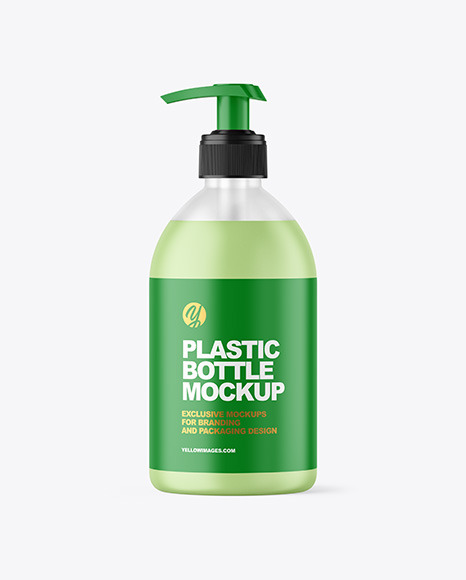 Frosted Liquid Soap Cosmetic Bottle with Pump Mockup