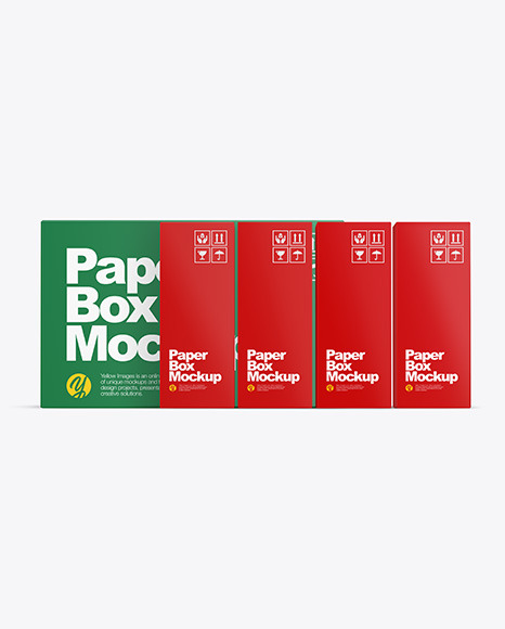 Box With 4 Small Boxes Mockup