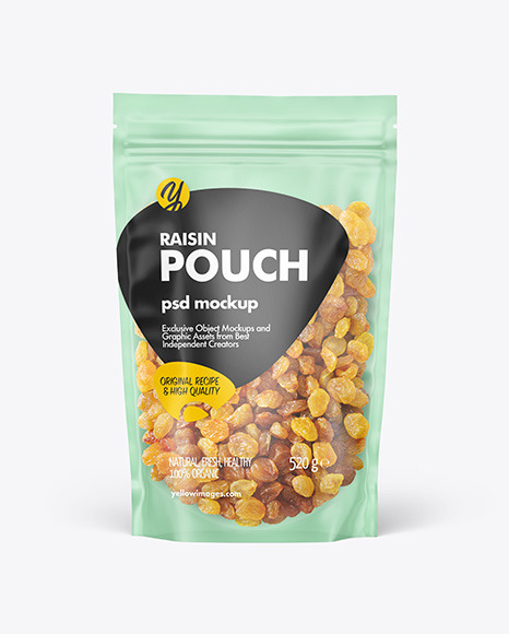 Frosted Plastic Pouch w/ Raisin Mockup