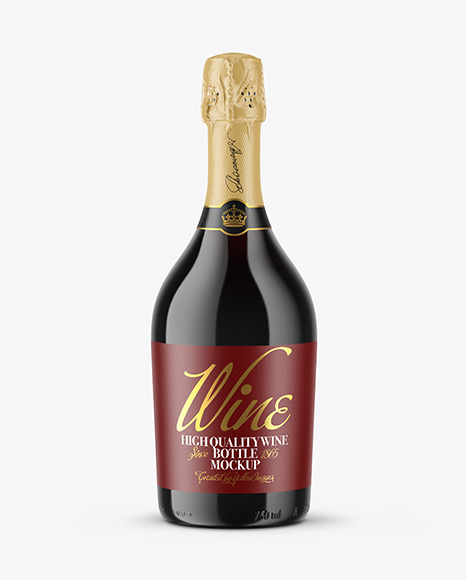 Green Glass Bottle with Red Champagne Mockup