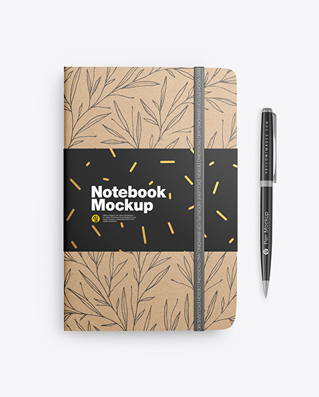 Kraft Notebook w/ Label Mockup