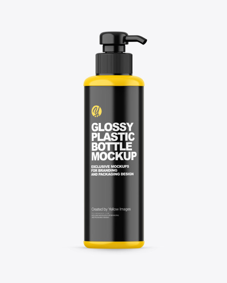 Glossy Plastic Bottle W/ Pump Mockup