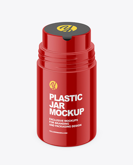 Glossy Plastic Powder Jar Mockup