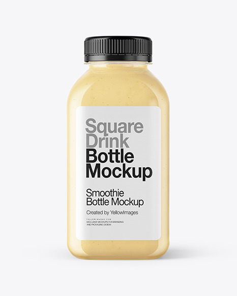 Square Banana Smoothie Bottle Mockup