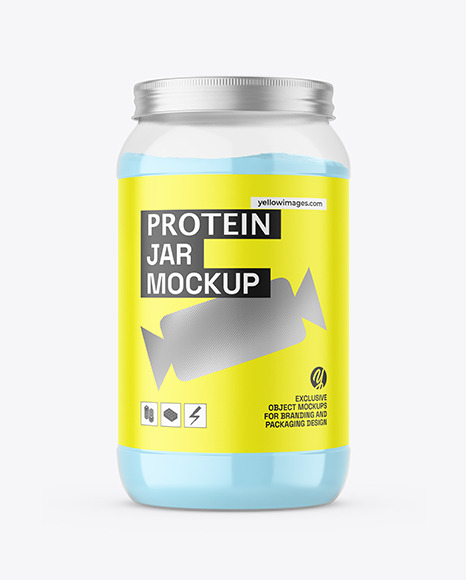 Clear Plastic Protein Jar Mockup