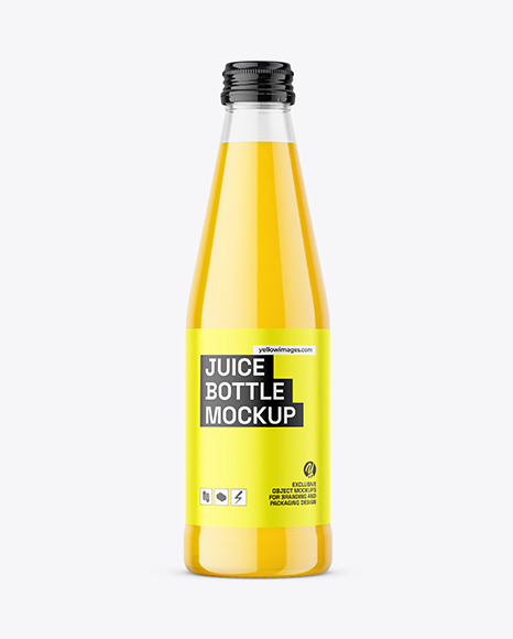 Clear Glass Orange Juice Bottle Mockup