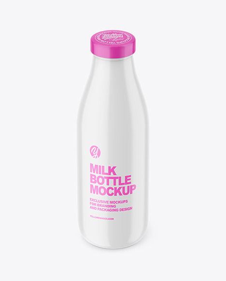 Glossy Plastic Milk Bottle Mockup
