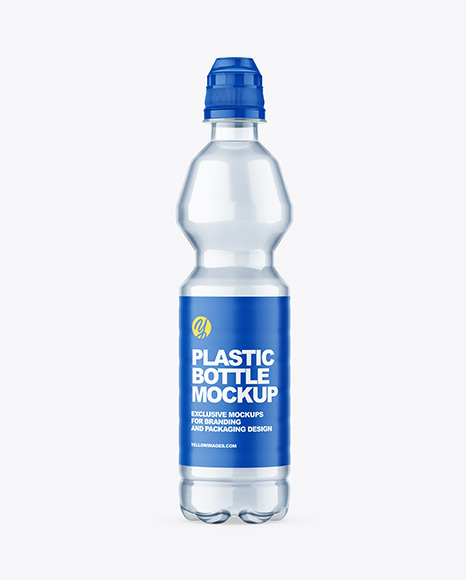 Blue Plastic Water Bottle Mockup