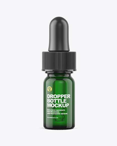 5ml Green Glass Dropper Bottle Mockup