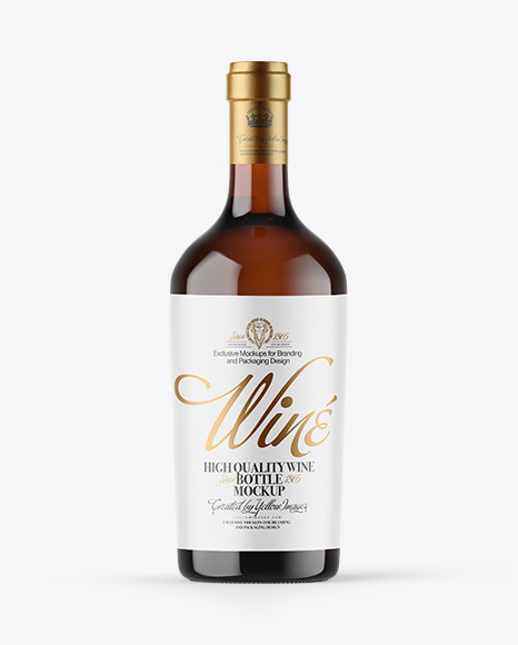 Amber Glass White Wine Bottle Mockup
