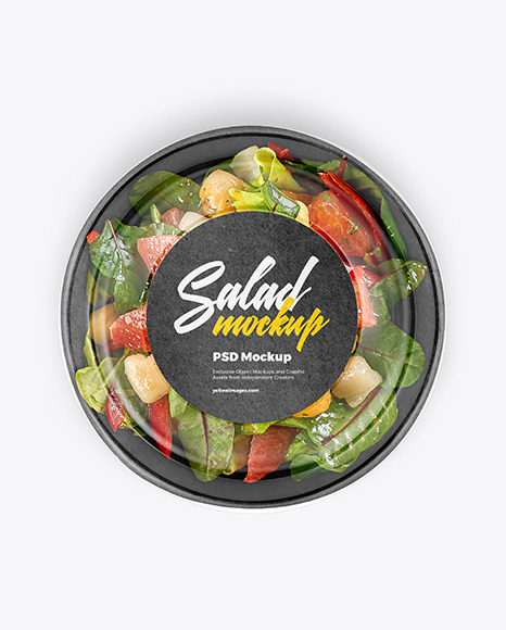Paper Bowl With Fish and Grapefruit Salad Mockup